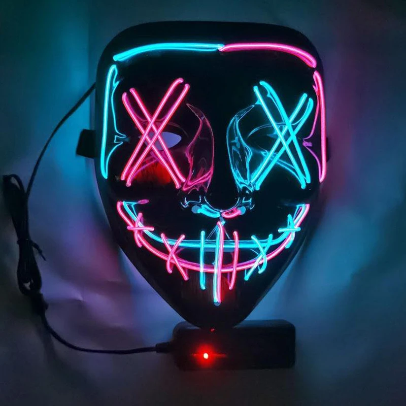 led light up mask for Halloween Festival party 2 colors mask with 3 light modes Halloween purge mask