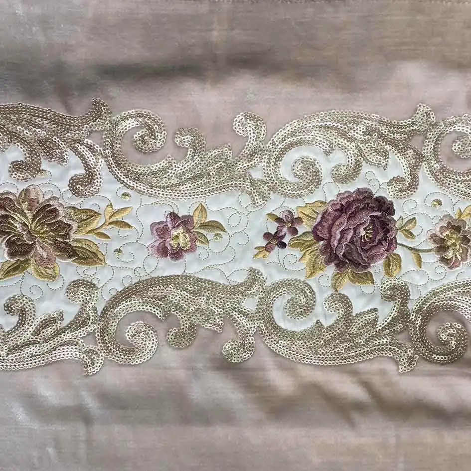 Wholesale Embroidered Velvet Fabric Sequin Moroccan Arab Style Embroidery Velvet Sofa Fabric