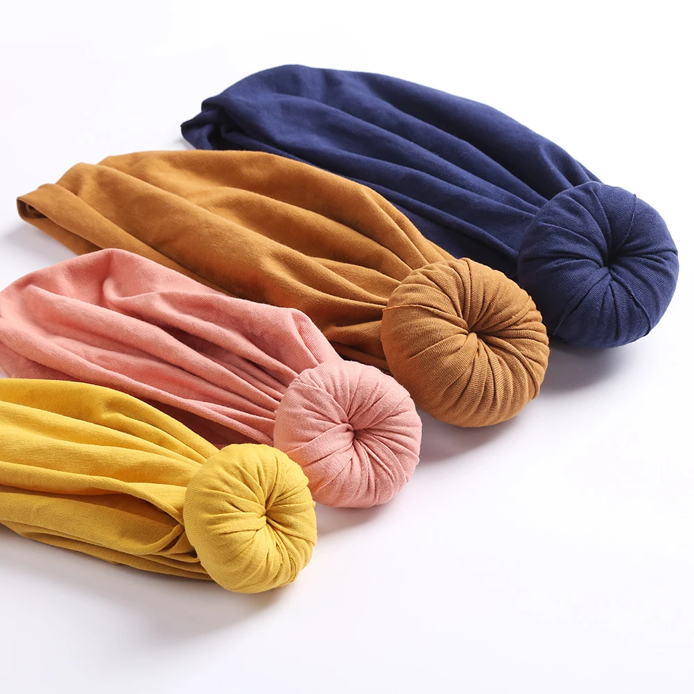 Wholesale Soft Mommy And Me Donut Turban Set Candy Color High Stretch Elastic Baby Turban Parent-Child Suit