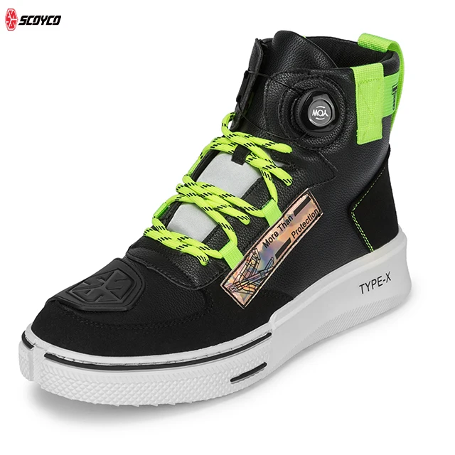 SCOYCO Black Biker Boots Men Motorcycle Riding Shoes
