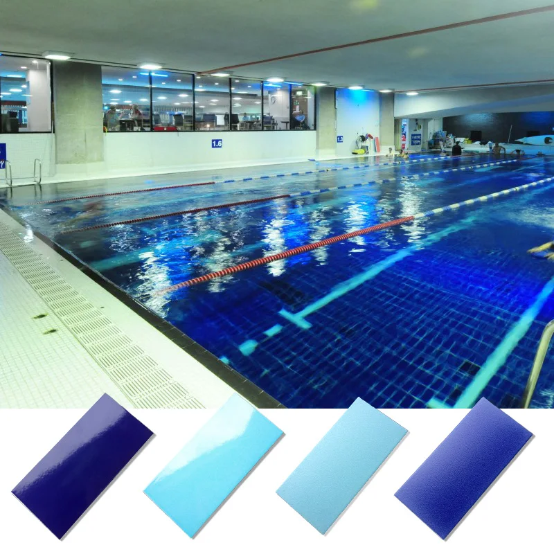 244x119mm Fina standard cobalt blue competition porcelain swimming pool tile