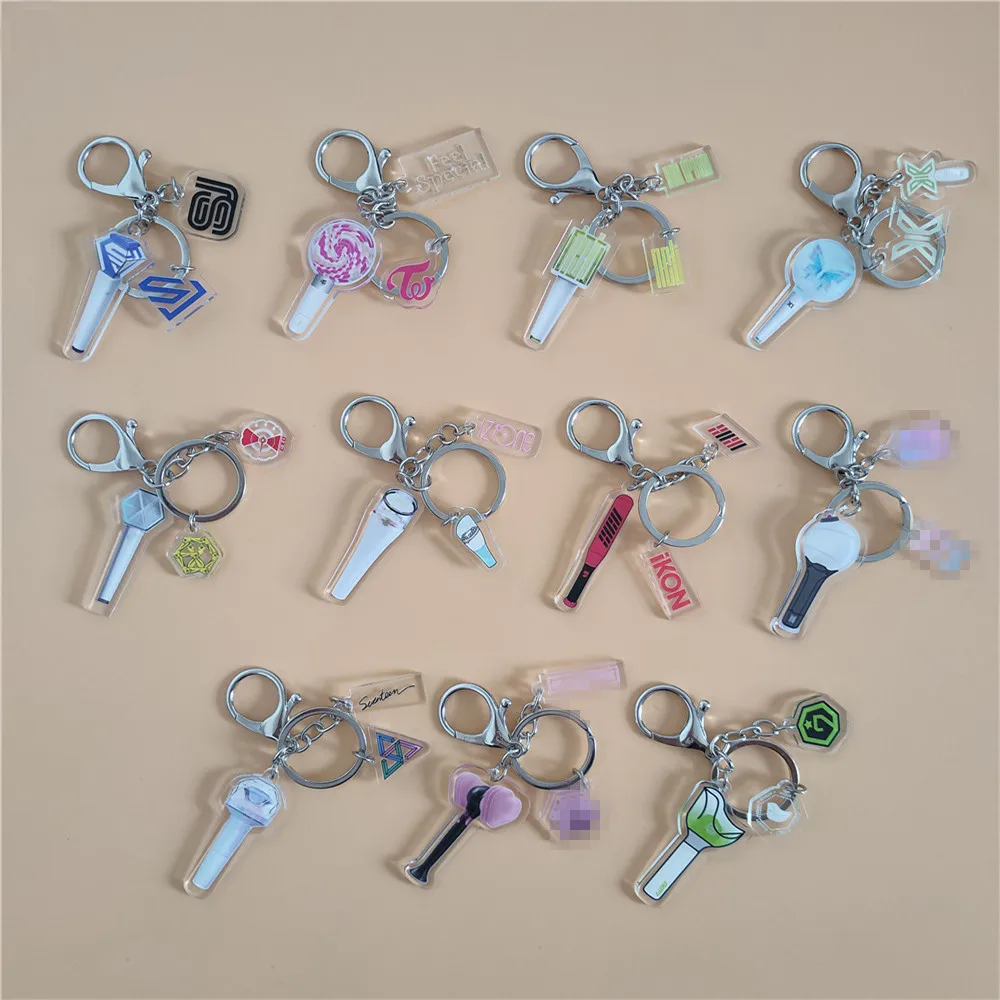 
Wholesale KPOP 3pcs/set Light stick ATEEZ GOT7 TWICE IZONE NCT Stray Kids Blankpink Bangtan Boys Acrylic Keychain 