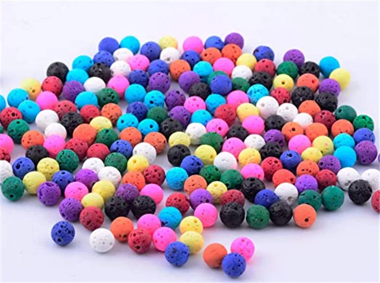 Color Lava Stone Beads Mixed Box Kit 200pcs 8mm Round Loose Chakra Rock Beads for Bracelet Necklace Jewelry Making