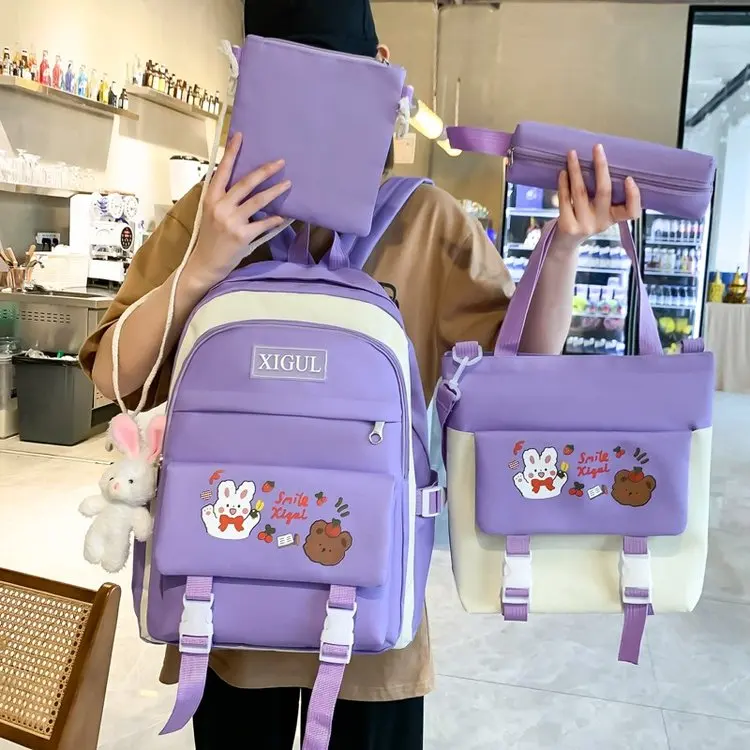 Wholesale Custom Fashion Girls 3 in 1 Bookbags School Book Backpack Bags