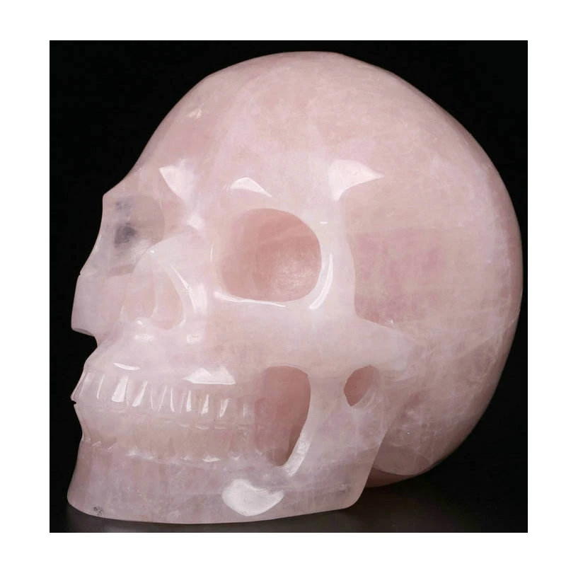 Wholesale hand carved 3 inches natural rose quartz pink crystal stone skulls