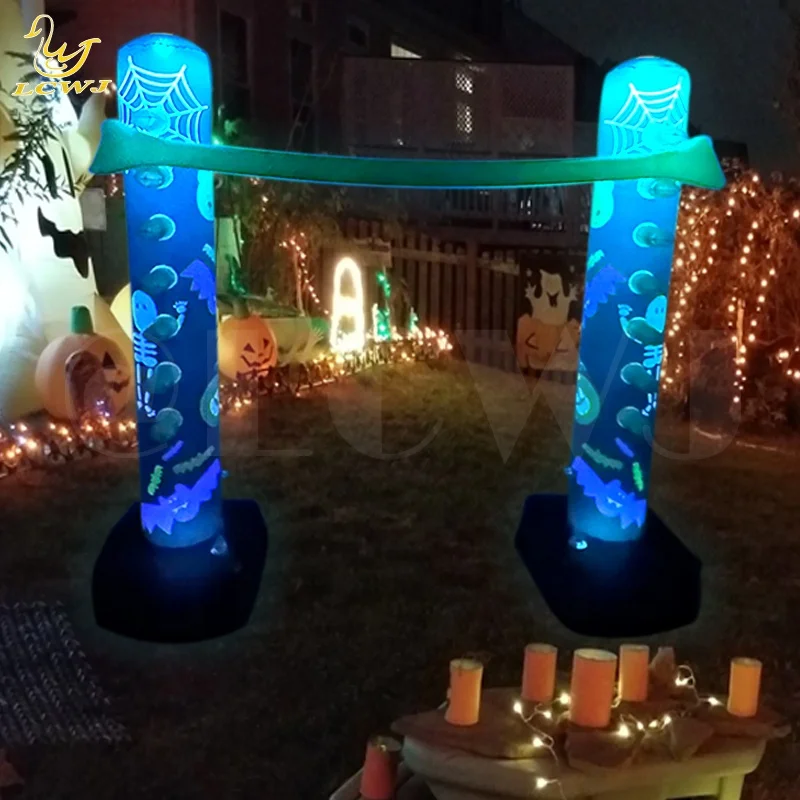 LC Backyard Games Indoor Holiday Fun Luminous Helloween Decor Inflatable Limbo Game with LED Light for Adults and Family