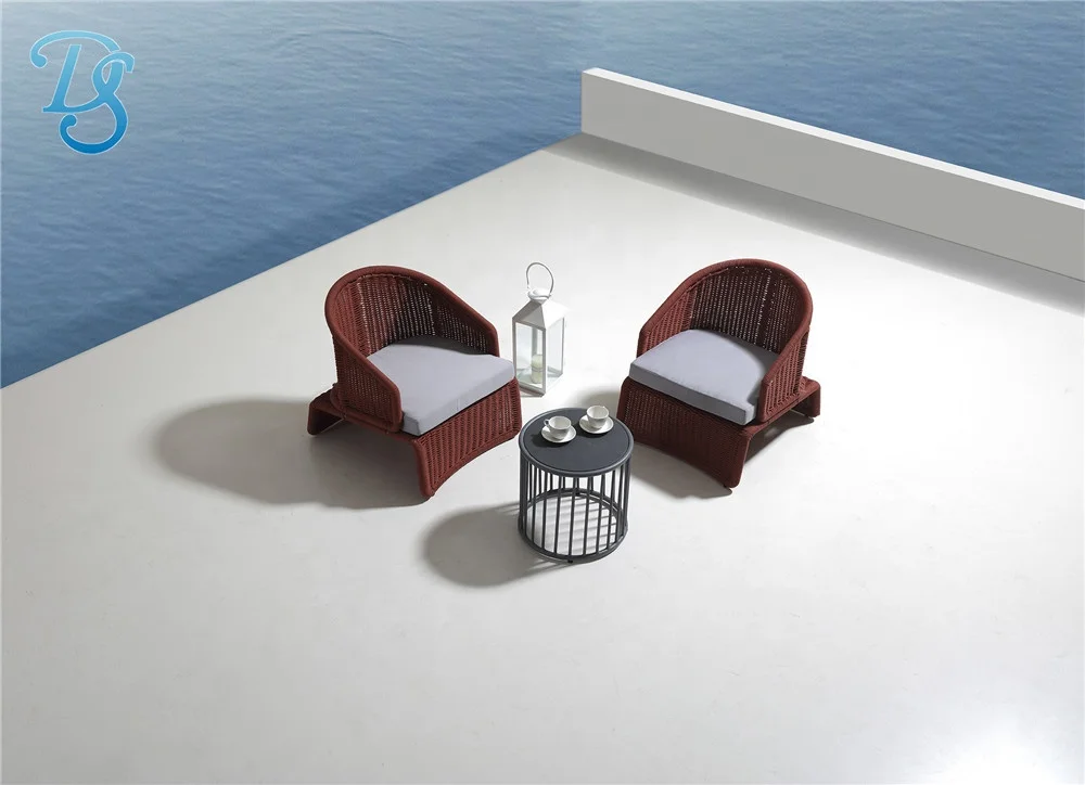 Garden High Quality Rope Chair Set. Outdoor and Indoor Aluminum Sofa Set With Glass