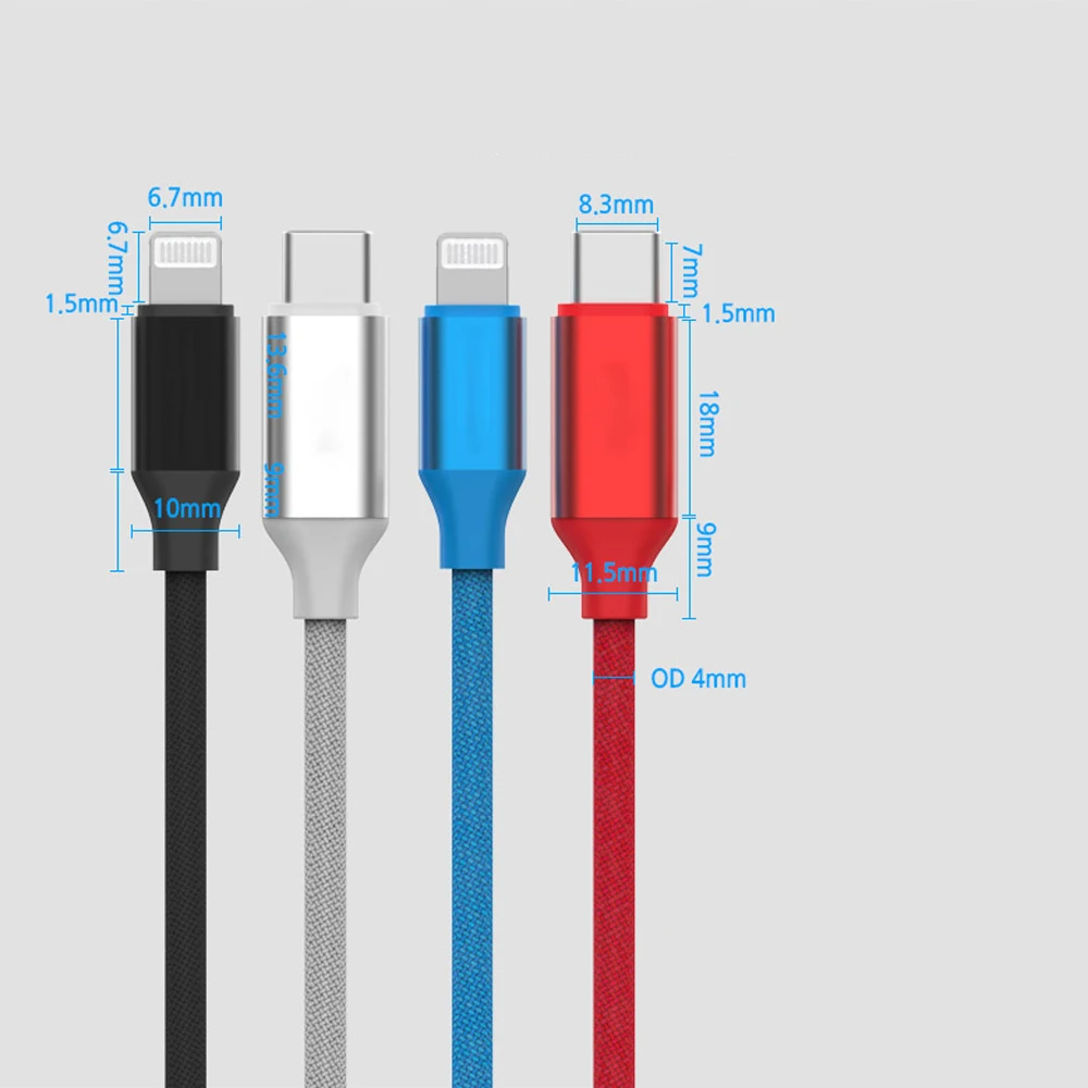 Nylon Braided Mfi Cable Usb C Cable Flex For Iphone 4 7 8 9 13 Charging Cable Universal