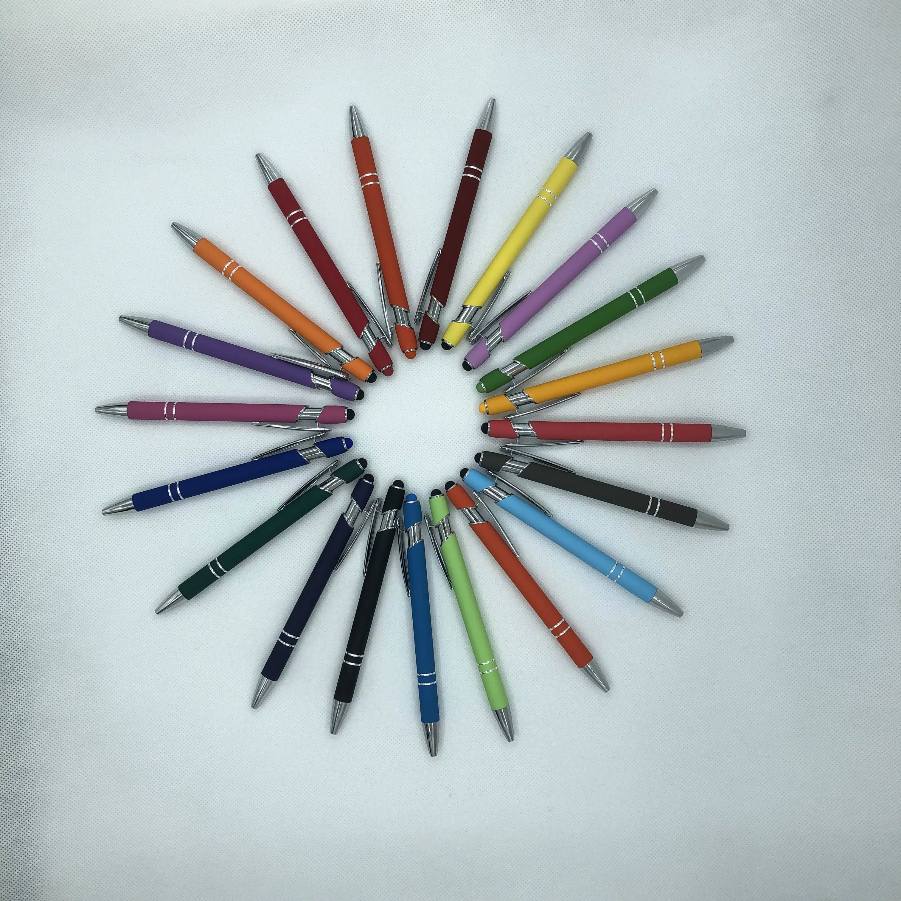 High quality promotion rubber coasted metal ballpoint pen with stylus engrave customized logo gfit logo pen