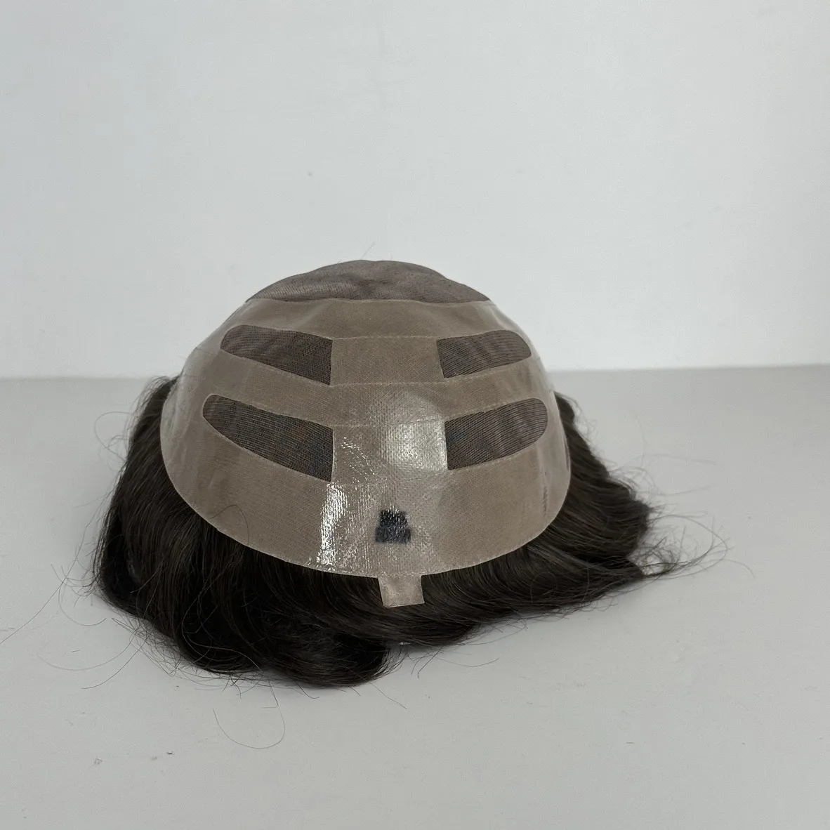 High Density 130% Knots Remy Hair New Arrival Fine Mono Top Hair Patch for Men Mono And PU with Gauze Man Wig Toupee