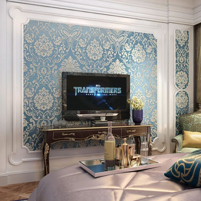 European non-woven wallpaper bedroom living room TV background paper relief wallpaper