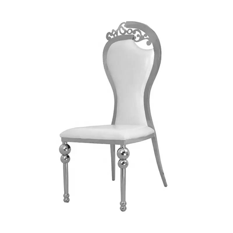 Luxury Elegant Unique Curved Back Design Golden Rose Gold Stainless Steel Wedding Chairs With Gourd Feet