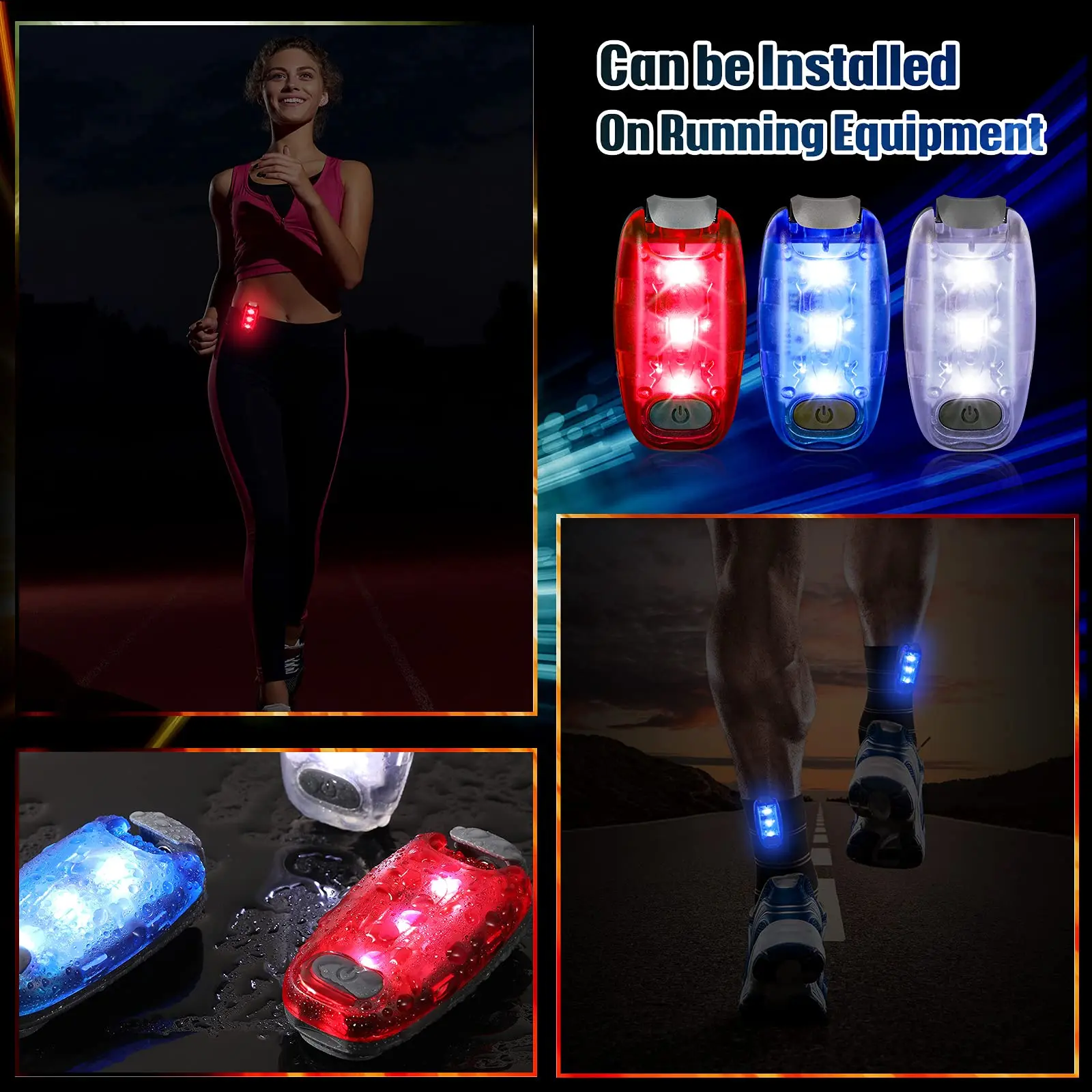 UMIONE LED Night Safety Light Clip On Strobe Running Lights For Cycling Walking