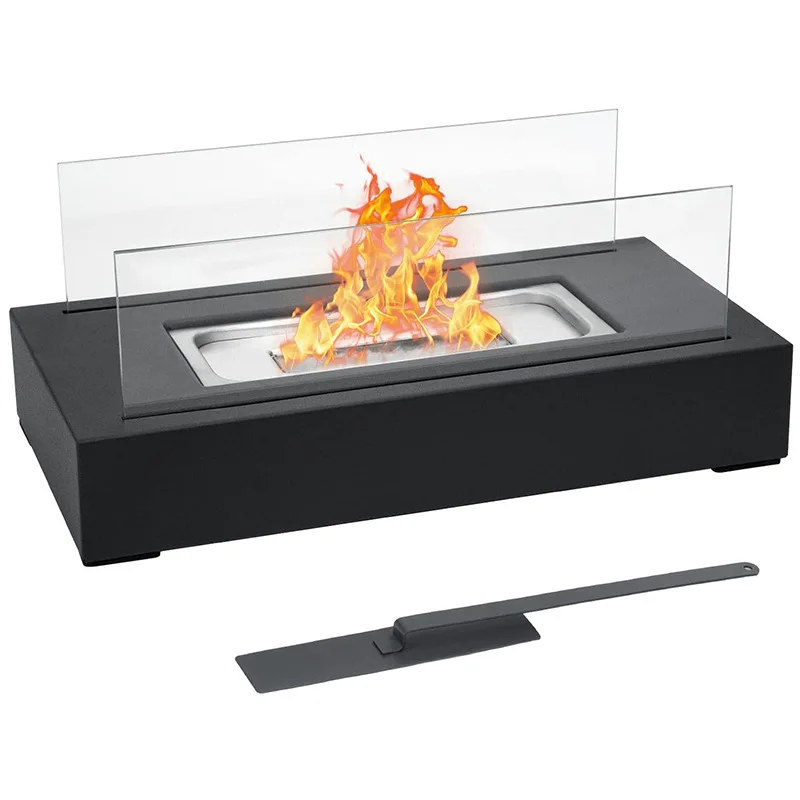 Modern Design Stainless Steel Fire Pits Bio Ethanol Fuel Smokeless Burner Black Table Top Fire Pit Kit