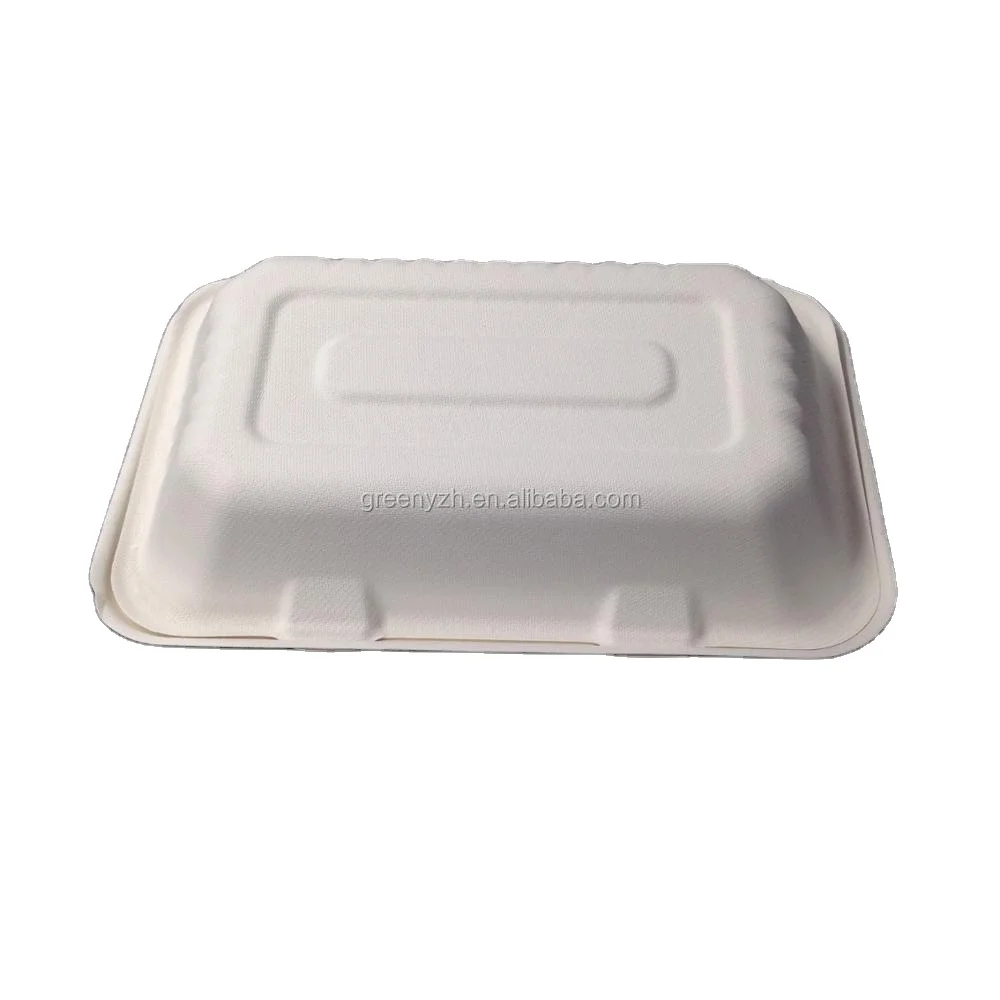 Sugarcane Biodegradable Tableware Take out clamshell Food Box Bagasse food box to go lunch