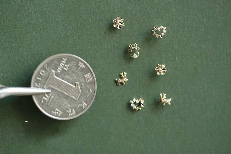 14K Pure Gold Heart Earrings Reindeer Snowflake Studs Dainty Simple Minimal Styles for Wedding or Gifts Kids kj150 15