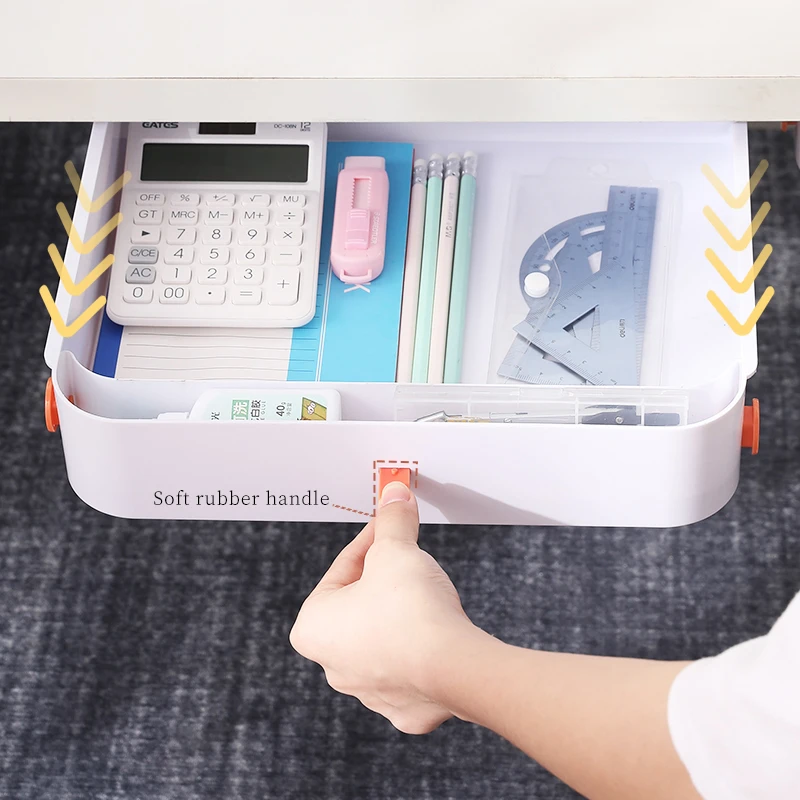 Table bottom office stationary drawer storage under the desk drawer organizer for paper files plastic hidden office drawer