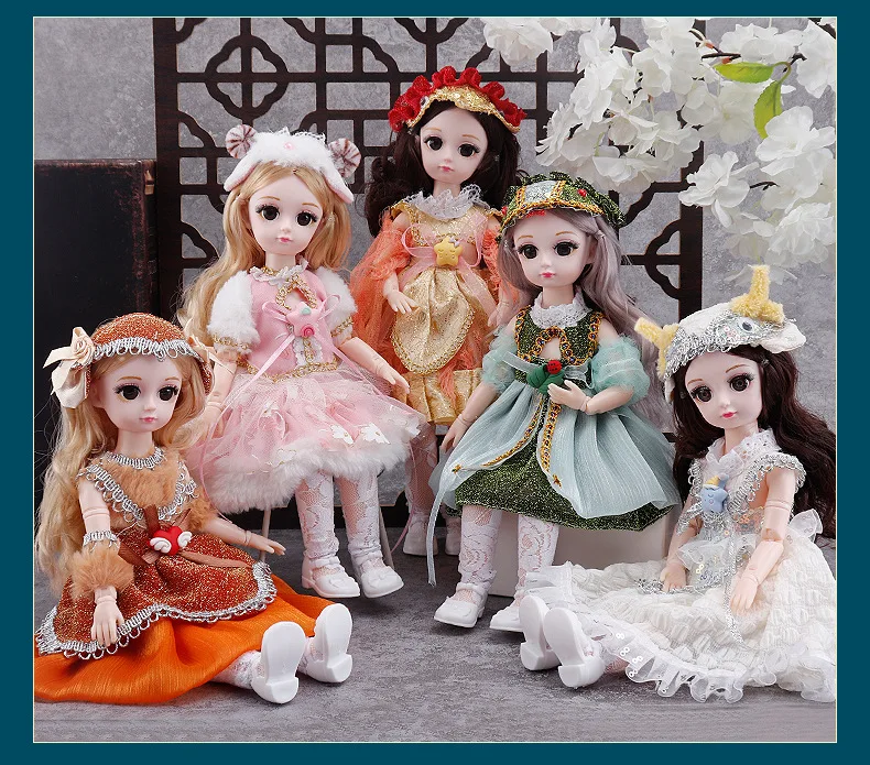 Cute 12 Inch 30cm Movable Joints BJD Doll Sweet Big Eyes Soft Hair Princess Model Girl Gift Toys