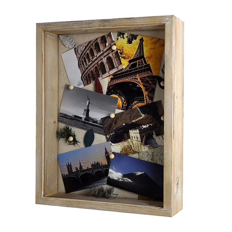 11 x 14 inch Shadow Box Solid Wood in Rustic Farmhouse Grey Picture Frame Case Wood Shadow Box Frame for baby keepsakes