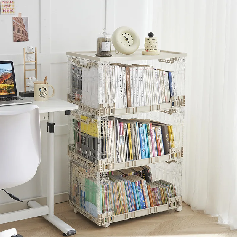 Modern Square Plastic Student Storage Box Puley Home Organizing Foldable Clothes Book Tea Cosmetics Sorting Basket Multilayer