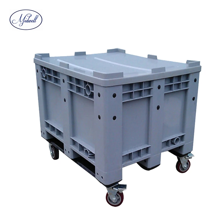 Cheap price 1200x1000x760 mm Dynamic Load 1000kg Solid Mega Container Bin Stacking Plastic Pallet Box for sale