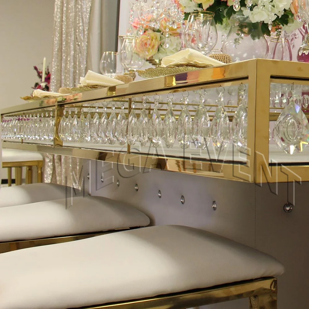 Cheaper Wedding Table Clear Glass Crystal Dining Table Set Luxury Party Tables And Chairs For Event Furniture