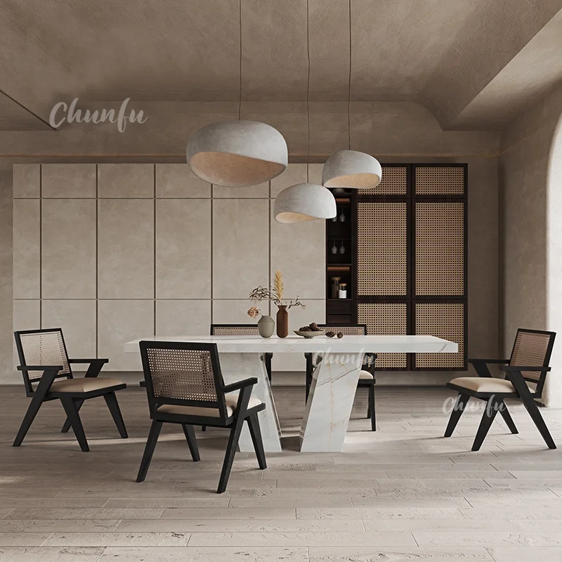 Restaurant furniture simplicity living room furniture limestone travertine marble dining table