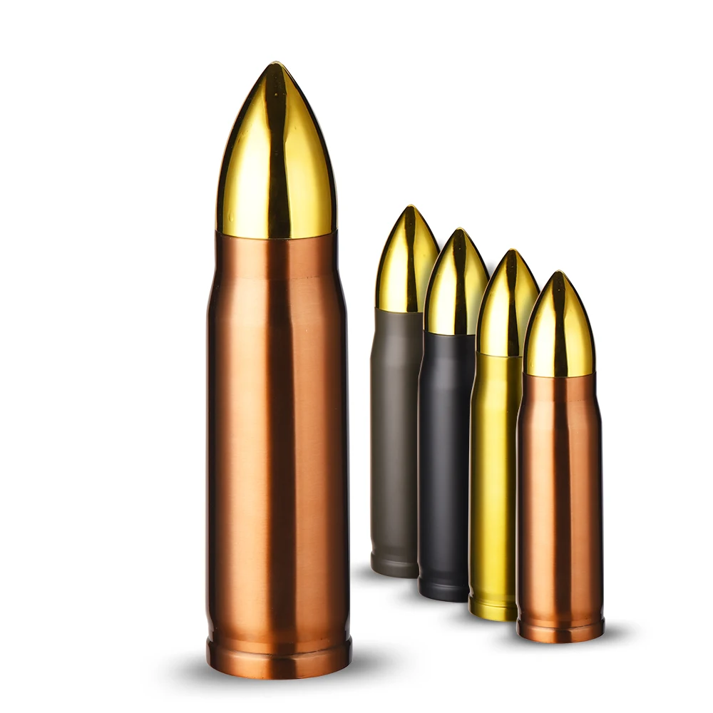 
Wholesale Stainless Steel Vaccum Flask Shotgun Shell Bullet Shape Thermos Gold Copper Shotgun Shaped Thermos 