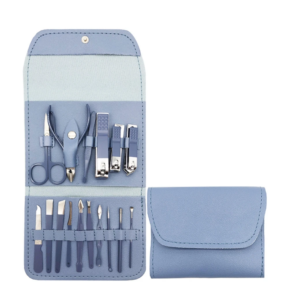 16pcs Nail Clippers Set Stainless Steel Finger Toe Nail Cutter Scissors Kit Beauty Tool Pedicure Manicure Set with Folding Bag