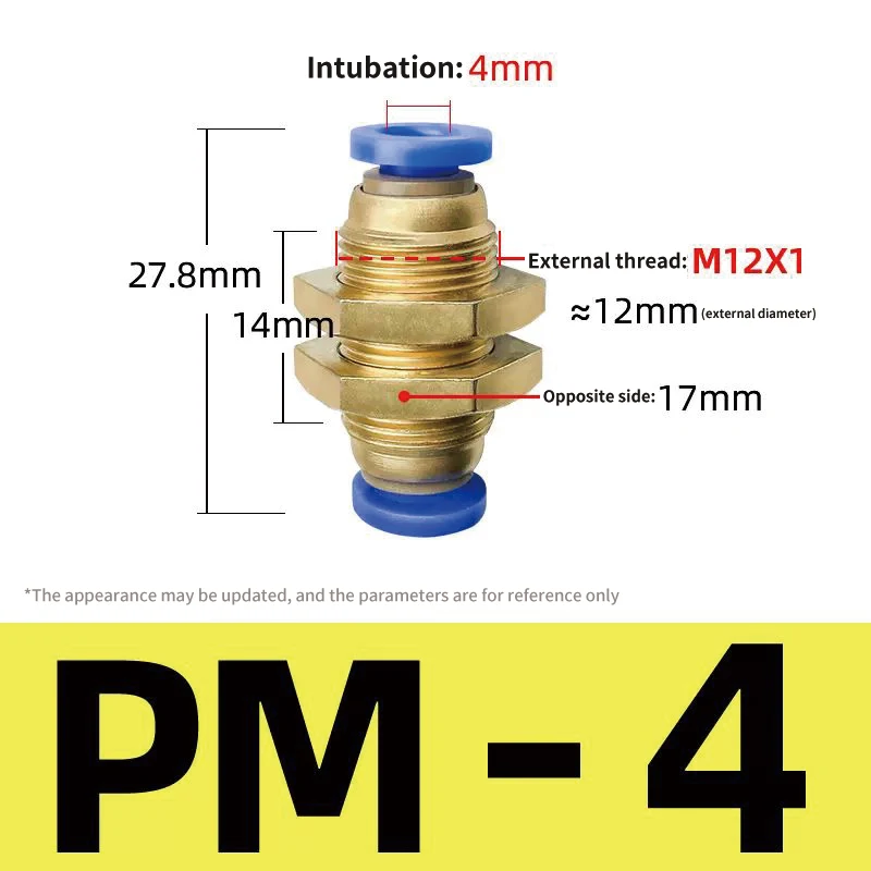 PM Series Straight Air Pneumatic Fittings Pneumatic Push to Connect Tube Fitting Quick Tube Connector Parts for Air Accessories