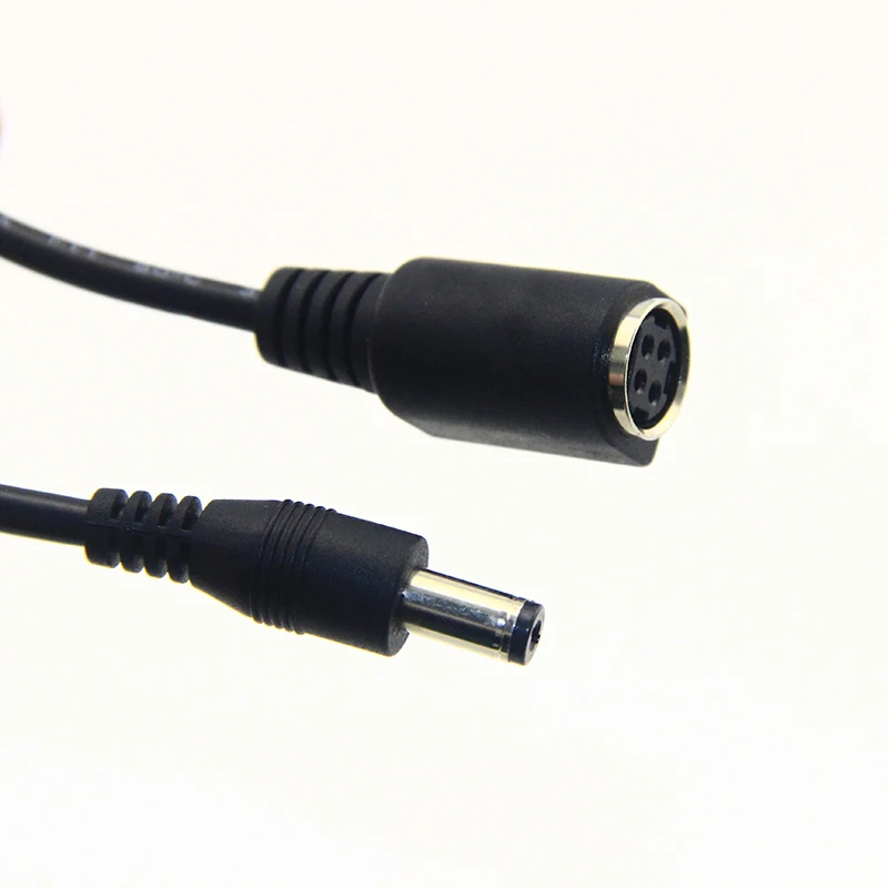 Factory customized 1.0 meter black female power din 4P to 5521 dc power cable for power supply