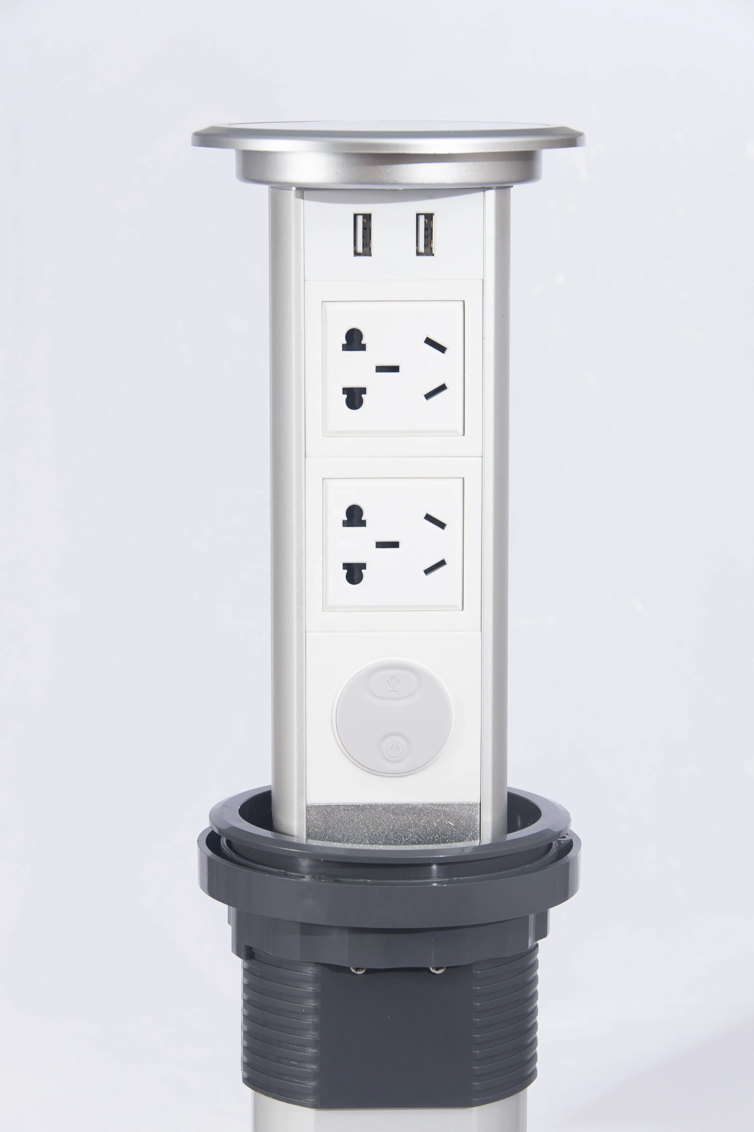 New Design Silver Safety Desktop Grommet Gold Outlet Recessed Strip Port Electric Plug With Usb Kitchen Pop Up Power Socket