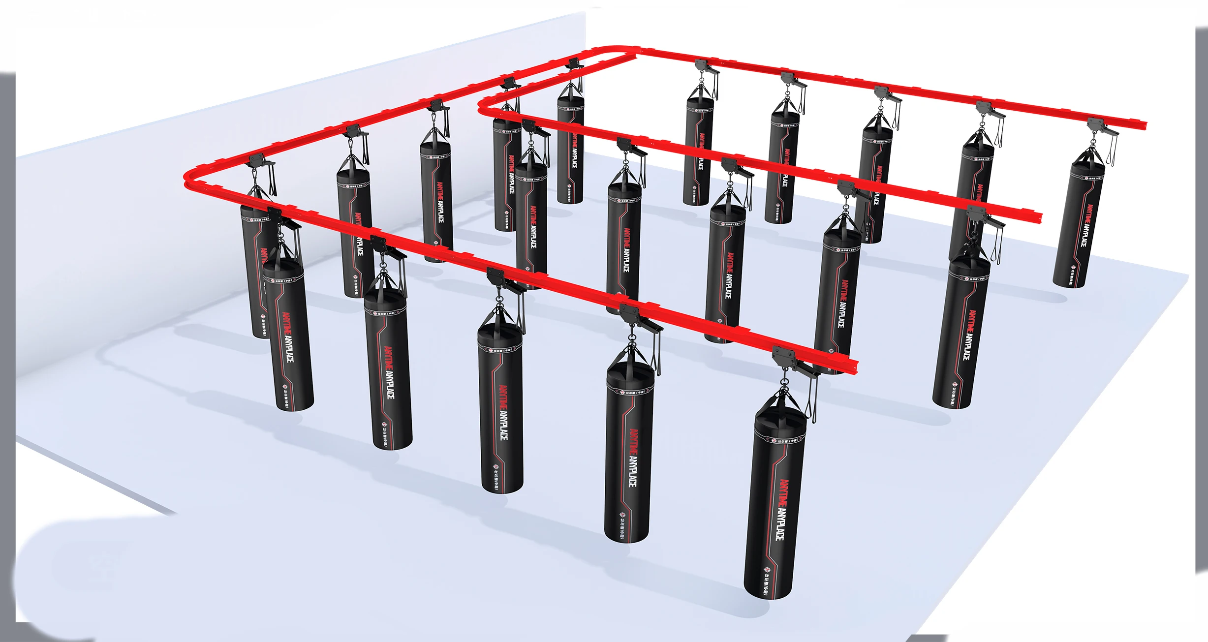 Boxing Club Hanging Movable Combination Sandbag Rack Design Service Gym Club Boxing Center