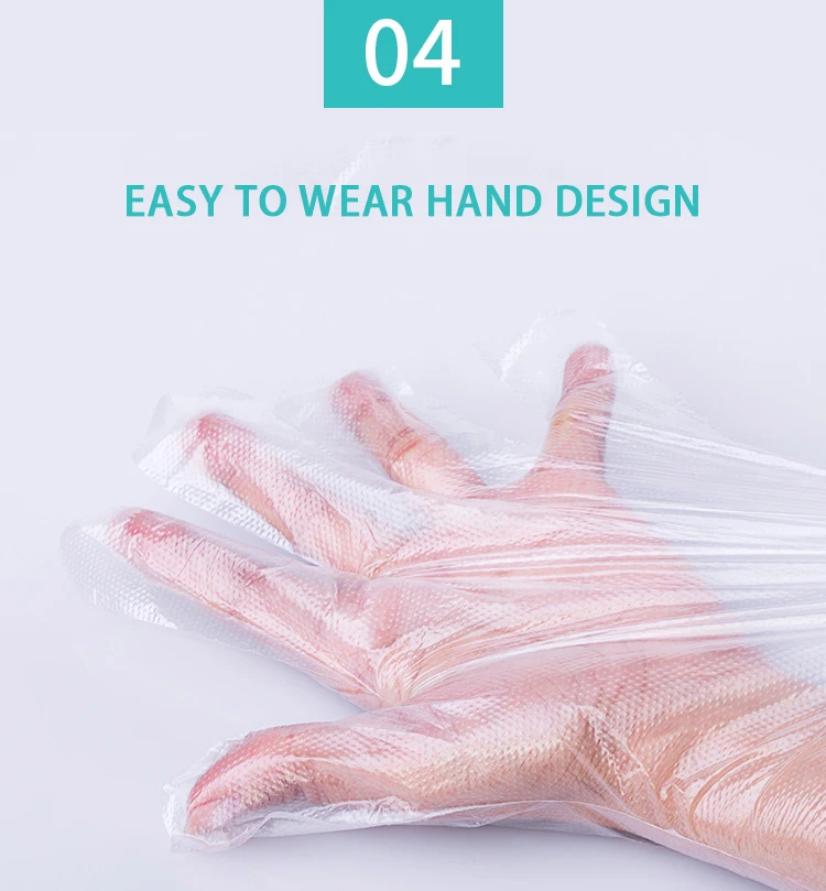 Plastic Hdpe Disposable Gloves Pe Polyethylene Disposable Gloves Food Handling Pe Box Transparent Cleaning Thick Gloves Winter