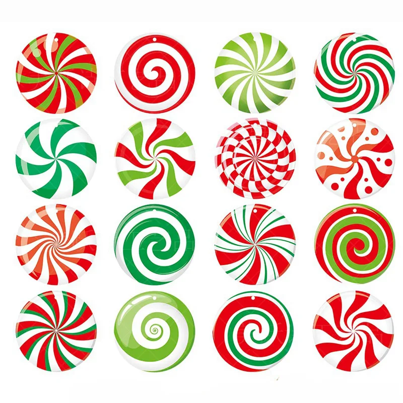 (16 Pcs/pack) ColorfulCandy Paper Pendant flakes Hanging Christmas Decorations Crafts Xmas Tree Hanging Gift Tags Handmade DIY