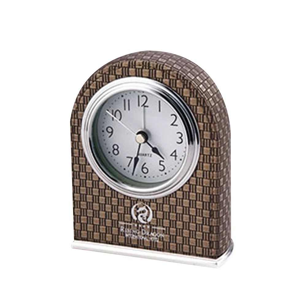 Fancy Design Table Pu Leather Travel Clock Desktop Desk Stand Clock