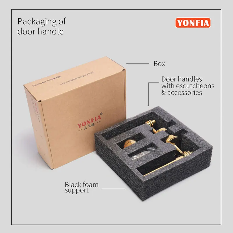 Yonfia A8183R02 Customized luxury brushed gold interior door handle lock set hardware Euro aluminum door handle lock