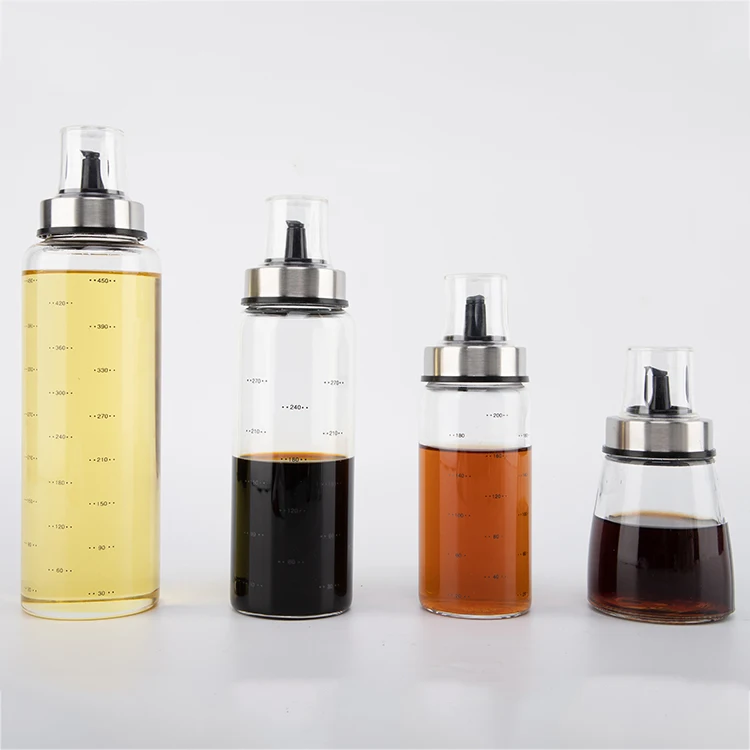 300ml  high quality Glass Sauce Dispenser 500ml borosilicate glass oil pot bottle with Pourer Tall Vinegar Dispenser