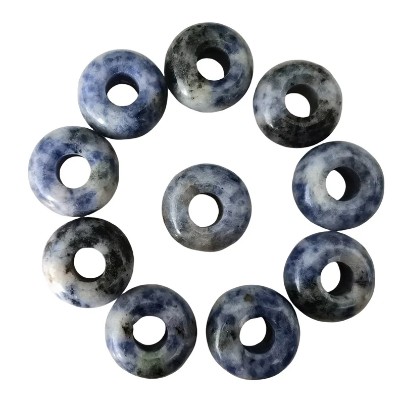 Best China Low Price Natural Large Hole Gemstone Sodalite Beads Smooth Polished Gemstone Abacus Beads