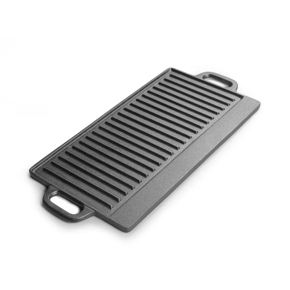 Pre-Seasoned Cast Iron Skillet Griddle Plate Griddle For Stove Top Gas Range Grilling Pan Cast Iron Grill Pan With Handles