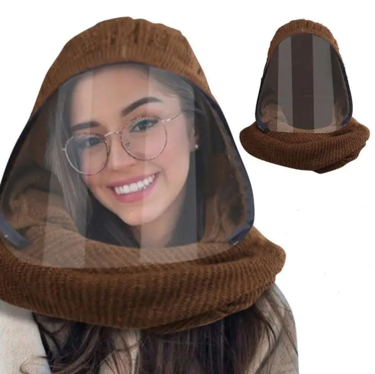 Лидер продаж на Amazon, вязаные зимние противотуманные уличные теплые модные зимние шапки с маской для лица