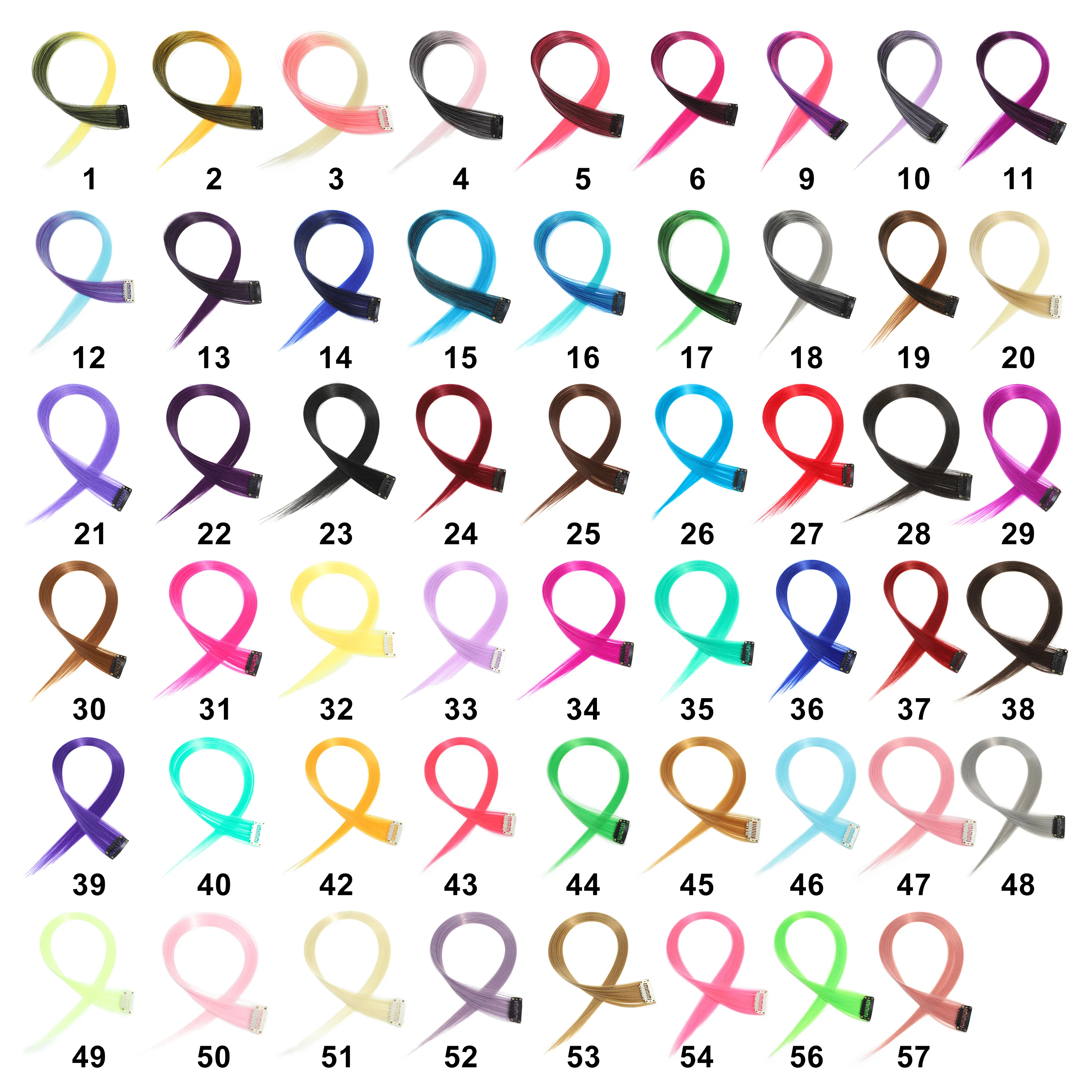 Hot sell   synthetic colorful clip in hair extension   clip in  double drawn clip in hair extension