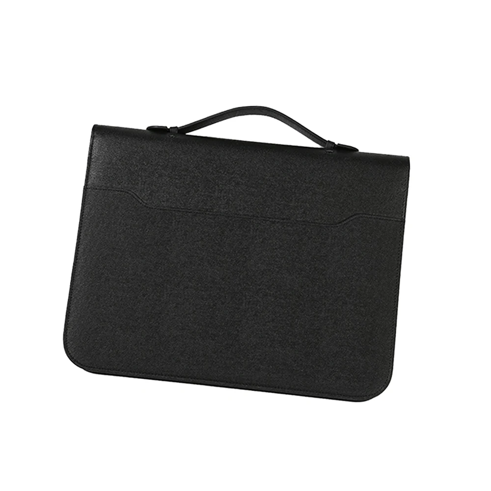 High quality a4 size black zipper custom pu leather conference business portfolio organizer folder with ring binder