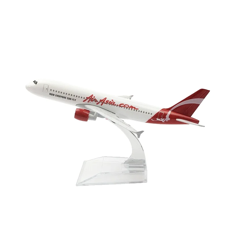 New Toys 2024 Kids Scale 1:400 16cm Airbus A320 Air Asia White Airline Desktop Airplane Model