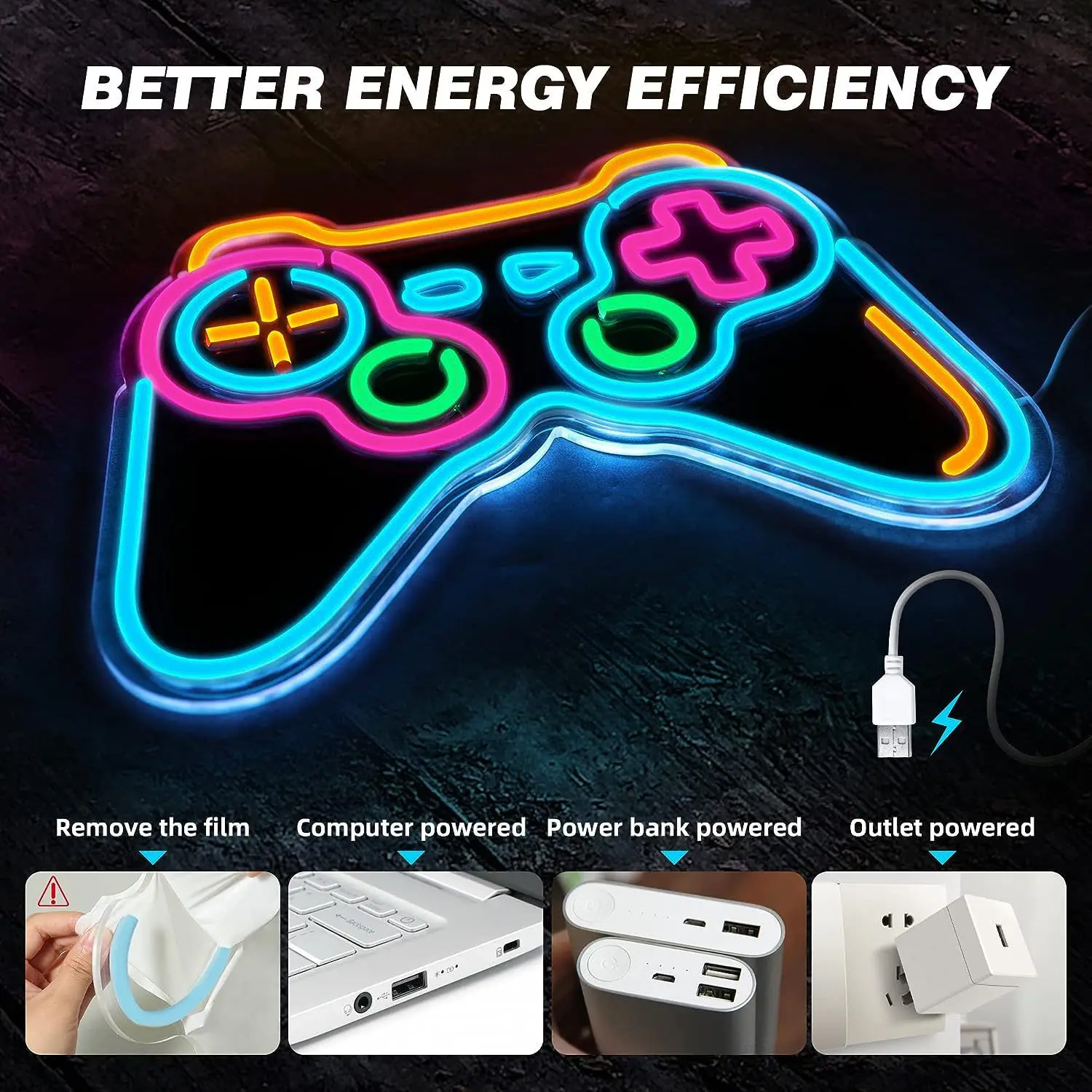 Gamer Neon Decorative Game Board Controller Led Neon game dimming