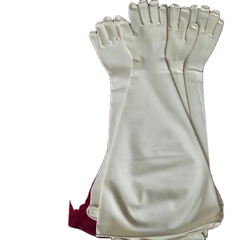 Heavy EPDM Safety Gloves with Wide Cuff Long Sleeves Dry Box Isolator Chemical-Resistant Protective Gloves