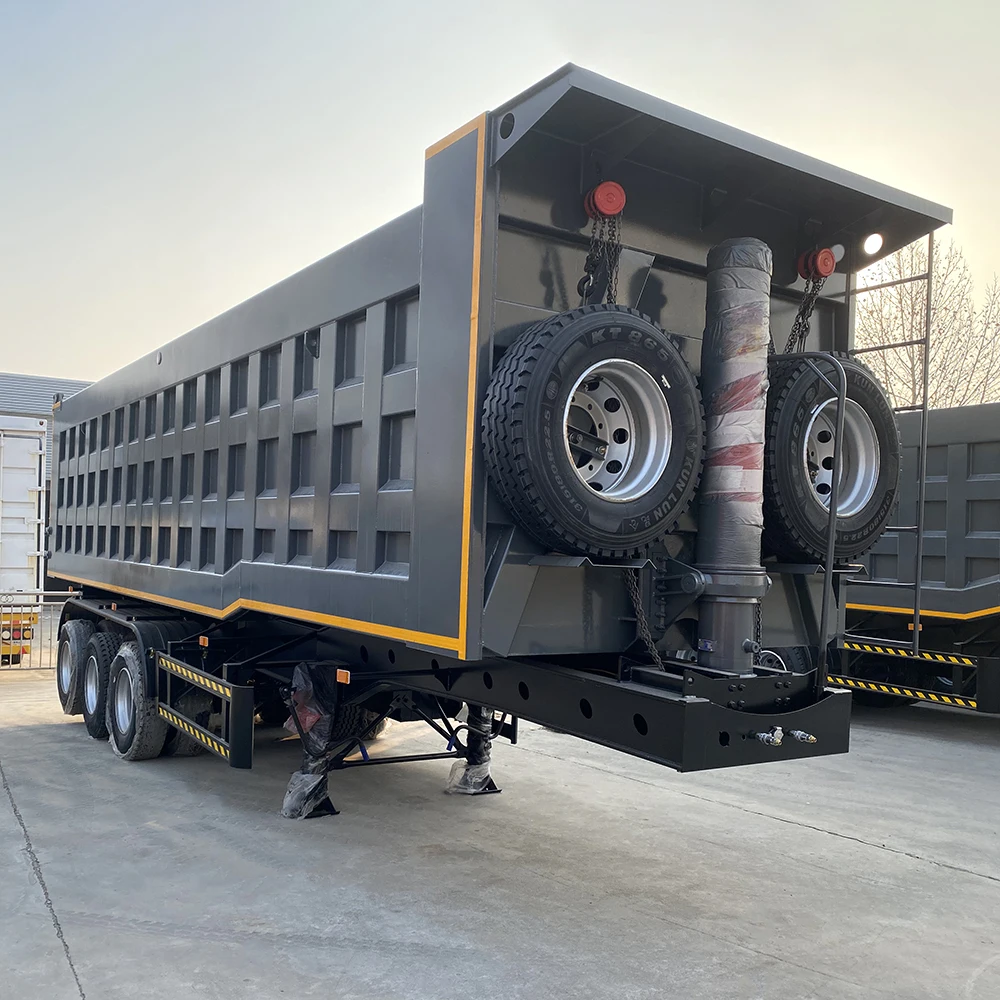 Heavy Duty 5 / 6 Axles Used In Road Construction Rear Tipper Truck 3 Axles Rear Dump Semi Trailer