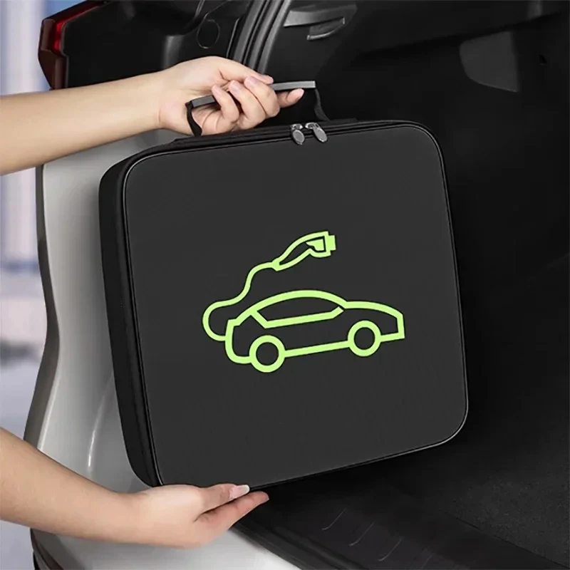 EV Car Charging Cable Storage Carry Bag For Electric Vehicle Charger Plugs Sockets Waterproof Fire Retardant Equipment Container