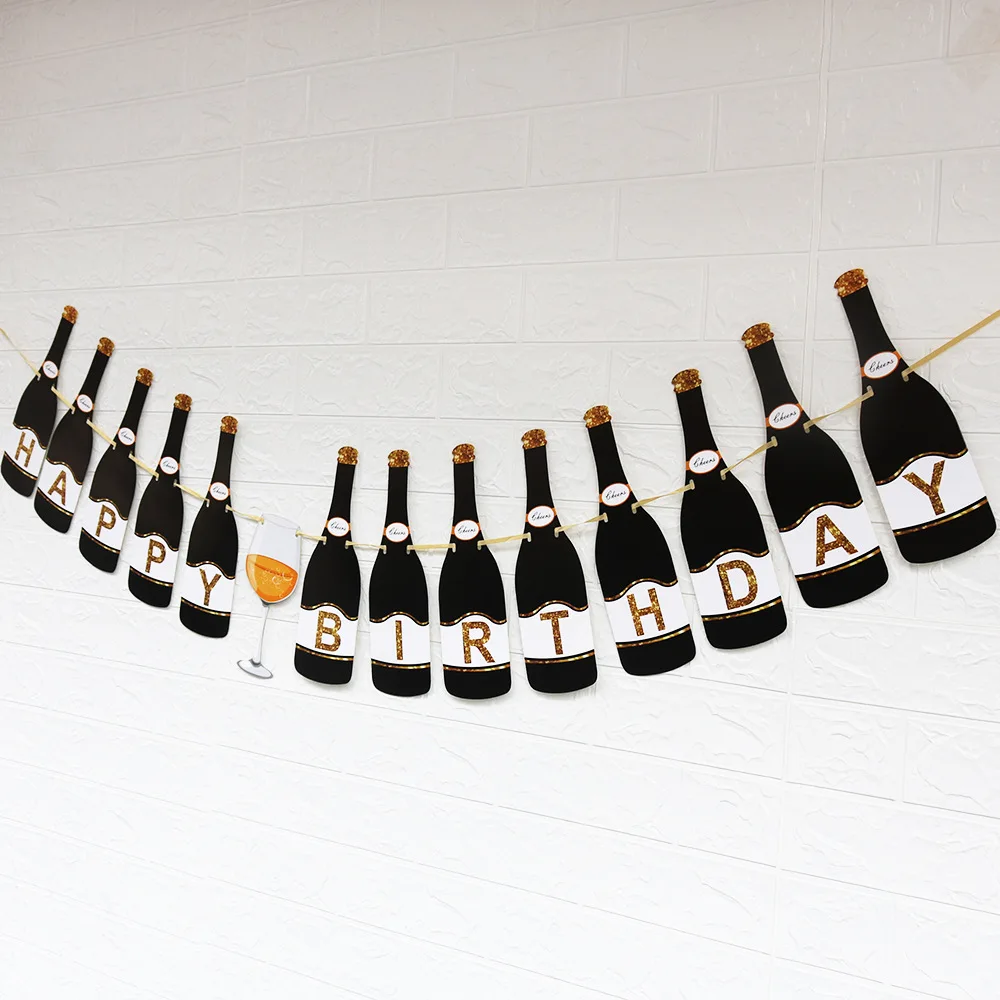 Beer pull flag wine glass pull flower bar party decoration pull flag