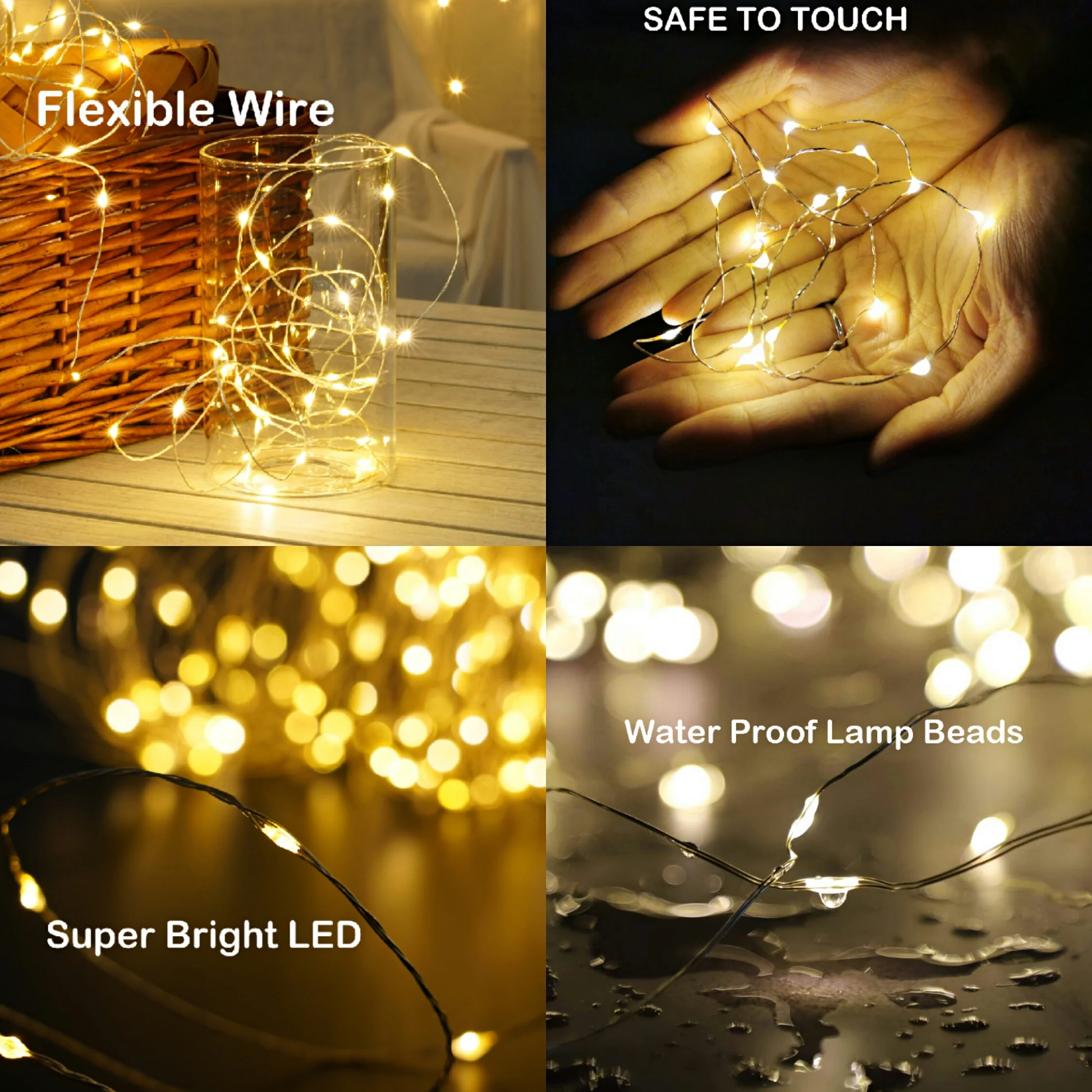 Декоративная гирлянда из медной проволоки 10 светодиодов батарея CR2032